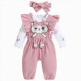 thumbnail image 1 of YDFCWXW Baby Girl Clothes Suspender Skirt Ruffled Romper + + Headband Outfits 0-18 Months (Pink, 9-12 Months), 1 of 5