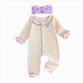 thumbnail image 1 of YDFCWXW Baby Girl Footie Romper Jumpsuit | Ruffle Long Sleeve Overalls, Frill Crewneck Coveralls, Embroidery Jumper Footies, Girls Clothes (Purple, 0-3 Months), 1 of 4