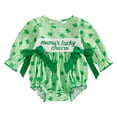 thumbnail image 1 of YDFCWXW Baby Girl St Patricks Day Outfit Lucky Charm Shamrock Romper Irish Clover St. Saint Patricks Ruffle Bow Bodysuit (Green, 12-18 Years), 1 of 6