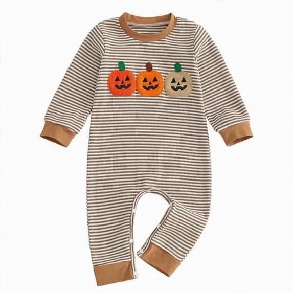 YDFCWXW Baby Girl Waffle Jumpsuit Long Sleeve Jumpsuit Baby Girl Romper Girl Winter Clothes (Brown, 6-12 Months)