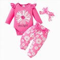thumbnail image 1 of YDFCWXW Baby Girl's 3pc Frill Long Sleeve Romper Pant Set (Red, 0-3Months), 1 of 9