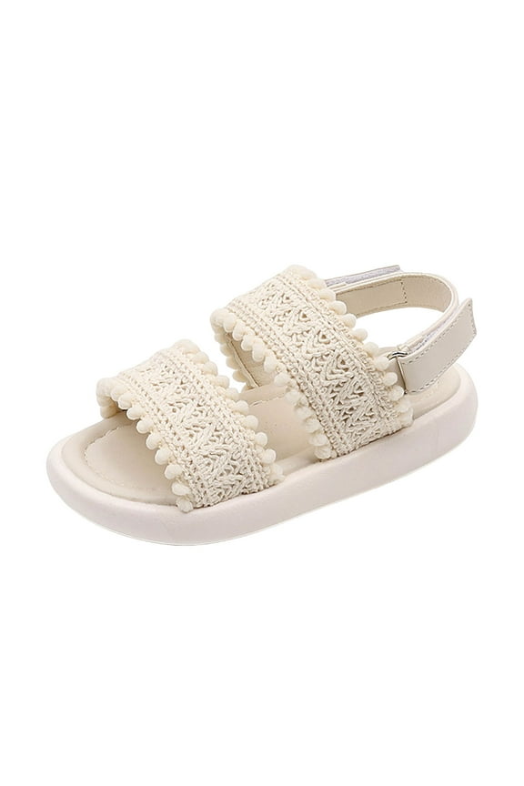 Baby Girls Sandals Summer Shoes Outdoor First Walker Toddler Girls Shoes for Summer (Beige, 6-7 Years)
