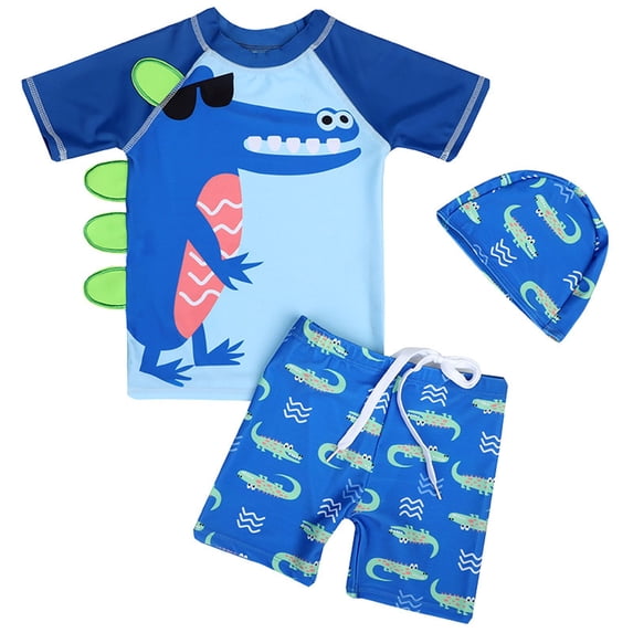 YDFCWXW Baby Little Boys 2-10T Summer Swimwear Two Piece Rash Guard Bathing Suits Sun Protection Swimsuits Beachwear (Blue, 6)
