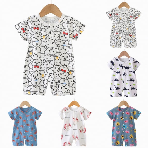 YDFCWXW Baby Snap-up Rompers Short Sleeve Bodysuit (Navy, 6-12 Months)