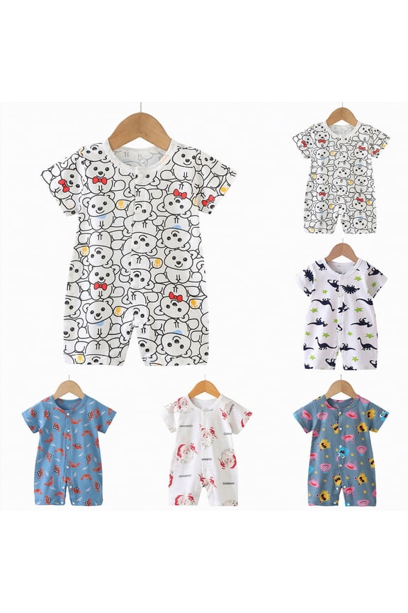 Baby Snap-up Rompers Short Sleeve Bodysuit (White, 0-6 Months)