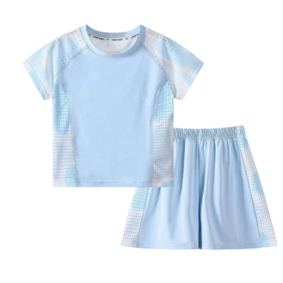 YDFCWXW Baby/Toddler Soft Sleepwear Short sleeve Kids Cool Outdoor 2-Piece Shirt&Shorts Casual sets (Light Blue, 9-10 Years)