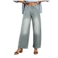 thumbnail image 1 of YDFCWXW Barrel Jeans for Women Trendy High Waisted Wide Leg Baggy Cropped Relax Fit Stretch Denim Trouser Ankle Pants Light Blue, S, 1 of 6
