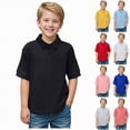 thumbnail image 1 of YDFCWXW Boy's Polo Shirt - Short Sleeve Regular Fit Classic Top Solid Casual 2 Button Collared T Shirts (Blue, 3-4 Years), 1 of 7
