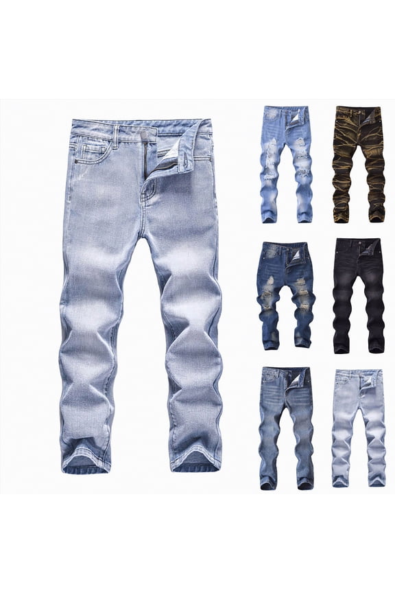 Boy's Ripped Jeans Slim Fit Stretch Jeans Distressed Fashion Comfort Pants (Navy, 13 Years)