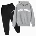 thumbnail image 1 of YDFCWXW Boys 2 Piece Outfits New York Letter Print Hoodie and Sweatpants Fall Winter Clothing Set (Dark Gray, 13-14 Years), 1 of 3