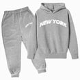 thumbnail image 1 of YDFCWXW Boys 2 Piece Outfits New York Letter Print Hoodie and Sweatpants Fall Winter Clothing Set (Grey, 9-10 Years), 1 of 3