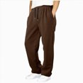 thumbnail image 1 of YDFCWXW Boys Baggy Straight Wide Leg Sweatpants High Waist Drawstring Trousers for Kids (Coffee, 11-12 Years), 1 of 5