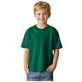 thumbnail image 1 of YDFCWXW Boys Basic Plain T Shirts 2-12 Years Kids Cotton Summer Tops Crewneck Short Sleeve Tees (Dark Green, 10-12 Years), 1 of 8