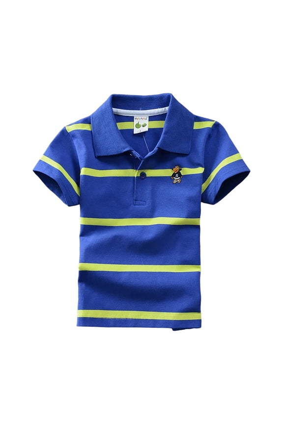 Boys' Polo Collared Shirt Short Sleeve Comfort Stretch Golf Shirt Summer Casual Uniform Sport Tops (F, 18-24 Months)