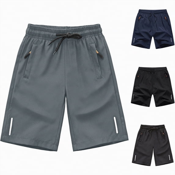 YDFCWXW Boys Shorts Quick Dry Athletic Running Shorts with Zipper Pockets (Blue, 5-6 Years)