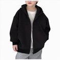 thumbnail image 1 of YDFCWXW Boys Zip Up Hooded Sweatshirts with Pockets Fall Outfits 2026 | Lightweight Oversized Hooded Sweatshirts, Featuring a Full Zip Design and Pockets for Daily Wear (Black, 13-14 Years), 1 of 6