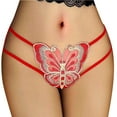 thumbnail image 1 of YDFCWXW Butterfly Thong, Lace Sexy Cheeky Brief for Women, See Through Panties Red, M, 1 of 3
