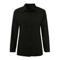thumbnail image 1 of YDFCWXW Button Down Shirts for Women Long Sleeve Dress Shirts Free Collared Work Office Solid Blouses Tops Black, M, 1 of 6