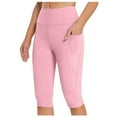 thumbnail image 1 of YDFCWXW Capri Leggings for Women Knee Length Lift Tights Tummy Control Yoga Workout Exercise Capri Pants with Pockets Pink, L, 1 of 7