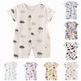 thumbnail image 1 of YDFCWXW Cotton Baby Lightweight Boy Outfit Short Sleeve Snap-up Rompers Girl Boy (Light Blue, 12-18 Months), 1 of 4