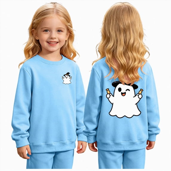 YDFCWXW Cotton Pullover Sweatshirts for Boys & Girls Kids Long Sleeve Casual Top Soft Breathable Fabric Versatile Halloween Costume (Sky Blue, 1-2 Years)