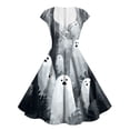 thumbnail image 1 of YDFCWXW Dresses for Women Halloween Graphic Retro V Neck A Line Party Dresses (Dark Gray, XL), 1 of 8