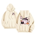 thumbnail image 1 of YDFCWXW Fall Hoodies for Women Oversized Halloween Cute Pumpkin Ghost Graphic Long Sleeve Sweatshirt With Pocket Pullover Shirt Top (Beige, M), 1 of 5