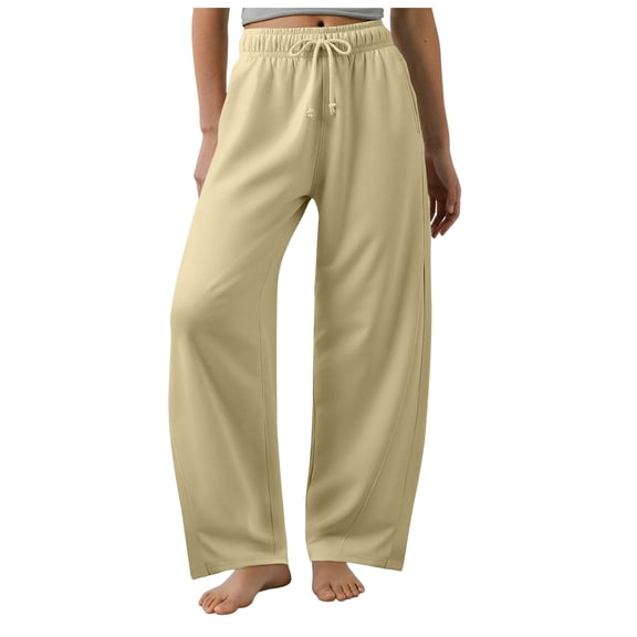 YDFCWXW Fall Wide Leg Pants for Women High Waisted Lounge Baggy Flowy Palazzo Pants with Pockets Yellow, XL