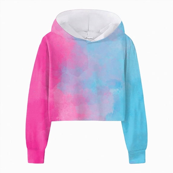 YDFCWXW Fashion Long Sleeve Hoodie for Teen Girls Casual Oversized Pullover Sweatshirt Top (Sky Blue, 10-12 Years)