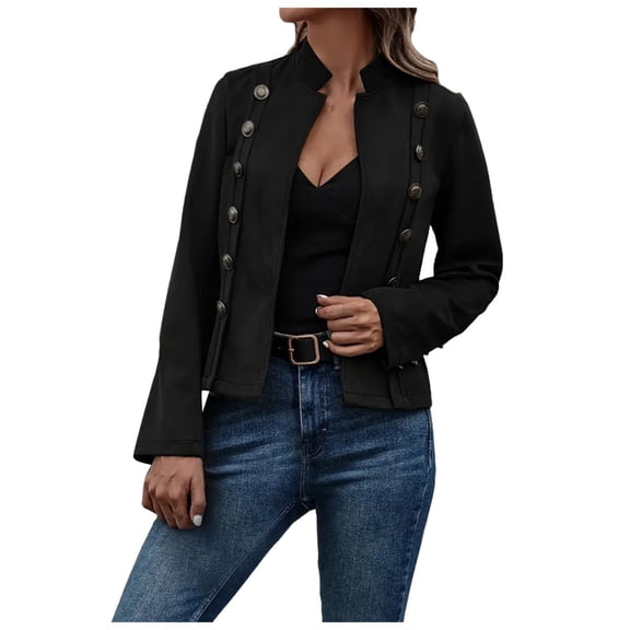 YDFCWXW Faux Leather Suede Jacket for Women, Long Sleeve Business Casual Blazer Coat, Fall Winter 2025 Fashion Outerwear (Black, M)