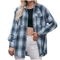 thumbnail image 1 of YDFCWXW Flannel Shirt for Women Button Down Long Sleeve Plaid Shirts Collared 2025 Casual Work Tops Blue, L, 1 of 7