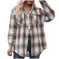 thumbnail image 1 of YDFCWXW Flannel Shirt for Women Button Down Long Sleeve Plaid Shirts Collared 2025 Casual Work Tops Coffee, M, 1 of 7