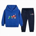 thumbnail image 1 of YDFCWXW Fleece Pullover Hoodie and Pants Outfit Set Toddler to Little Kid 2-12 Years (Dark Blue, 2-3 Years), 1 of 5