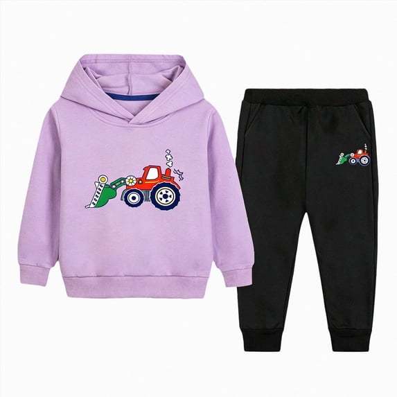 YDFCWXW Fleece Pullover Hoodie and Pants Outfit Set Toddler to Little Kid 2-12 Years (Purple, 9-10 Years)