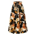 thumbnail image 1 of YDFCWXW Floral Maxi Skirt for Women Comfy Tiered Elastic High Waisted Skirts Vacation A-Line Flowy Swing Long Skirts Black, L, 1 of 5