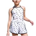 thumbnail image 1 of YDFCWXW Girl's Swimsuit with Cover Up Shorts Bow Print Halter Bathing Suit Swimwear (White, 7-8 Years), 1 of 9