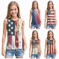thumbnail image 1 of YDFCWXW Girls 4th of July Tank Tops Kids American Flag Patriotic Independence Day Shirts Sleeveless Cotton Tops 5-14T (Blue, XXL), 1 of 5
