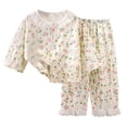 thumbnail image 1 of YDFCWXW Girls Cotton Gauze Summer Sets Crew Neck Button Down 2 Piece Lounge Set (Light Pink, 18-24 Months), 1 of 5