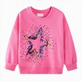 thumbnail image 1 of YDFCWXW Girls Cotton Pullover Sweatshirts Kids Sequin Star Pattern Crewneck Tops (Pink, 4-5 Years), 1 of 9