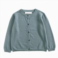 thumbnail image 1 of YDFCWXW Girls Crew Neck Long Sleeve Button-Down Solid Cotton Knit Cardigan Sweaters (AG, 6-7 Years), 1 of 5