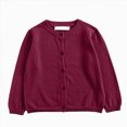 thumbnail image 1 of YDFCWXW Girls Crew Neck Long Sleeve Button-Down Solid Cotton Knit Cardigan Sweaters (Brick Red, 3-4 Years), 1 of 5