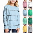 thumbnail image 1 of YDFCWXW Girls Crew Neck Sweatshirt Striped Color Block Blouese Shirts Long Sleeve Pullover Tops Fall Spring Fashion Clothes (Green, 14-15 Years), 1 of 5