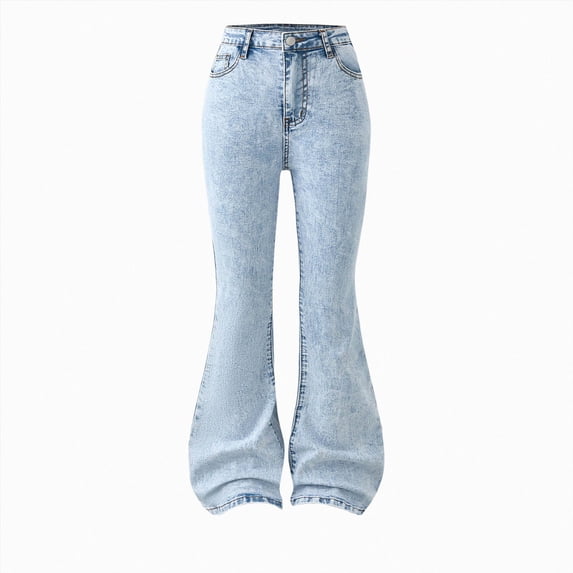 YDFCWXW Girls Flare High Elastic Waist Denim Pants Bottom Stretch Y2K Streetwear with Pockets Casual Trendy Jeans for Kids (Light Blue, 9-10 Years)