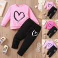 thumbnail image 1 of YDFCWXW Girls Graphic Heart Print Workout Sweatshirt & Sweatpants 2Pcs Winter Activewear Set for Sports Daily (Pink, 3-4 Years), 1 of 4