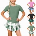 thumbnail image 1 of YDFCWXW Girls Rash Guard Swimsuits Short Sleeve Swimwear Skirt with Built-in Shorts Girls Bathing Suits Size 7-14 Y (Pink, 6-7 Years), 1 of 7