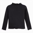 thumbnail image 1 of YDFCWXW Girls Solid Color Long Sleeve Mock Turtleneck Shirts Slim Fit Base Layer Top (Black, 7-8 Years), 1 of 5