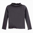 thumbnail image 1 of YDFCWXW Girls Solid Color Long Sleeve Mock Turtleneck Shirts Slim Fit Base Layer Top (Grey, 5-6 Years), 1 of 5