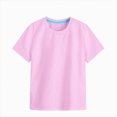 thumbnail image 1 of YDFCWXW Girls Summer Crewneck T Shirts | Kids, Casual, Short Sleeve, Loose Basic Tee Tops (Pink, 7-8 Years), 1 of 4