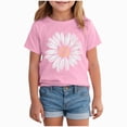 thumbnail image 1 of YDFCWXW Girls Sunflower Graphic Shirt, Short Sleeve T-Shirts Cotton Tees Tops Summer Tshirts Kids 2-14 (Pink, 2-3 Years), 1 of 4