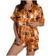thumbnail image 1 of YDFCWXW Halloween Pajamas for Women Cute Fall Sets Spooky Pumpkin Shirt and Soft Silk Shorts 2 Piece Loungewear Sets 2025 Orange, M, 1 of 7